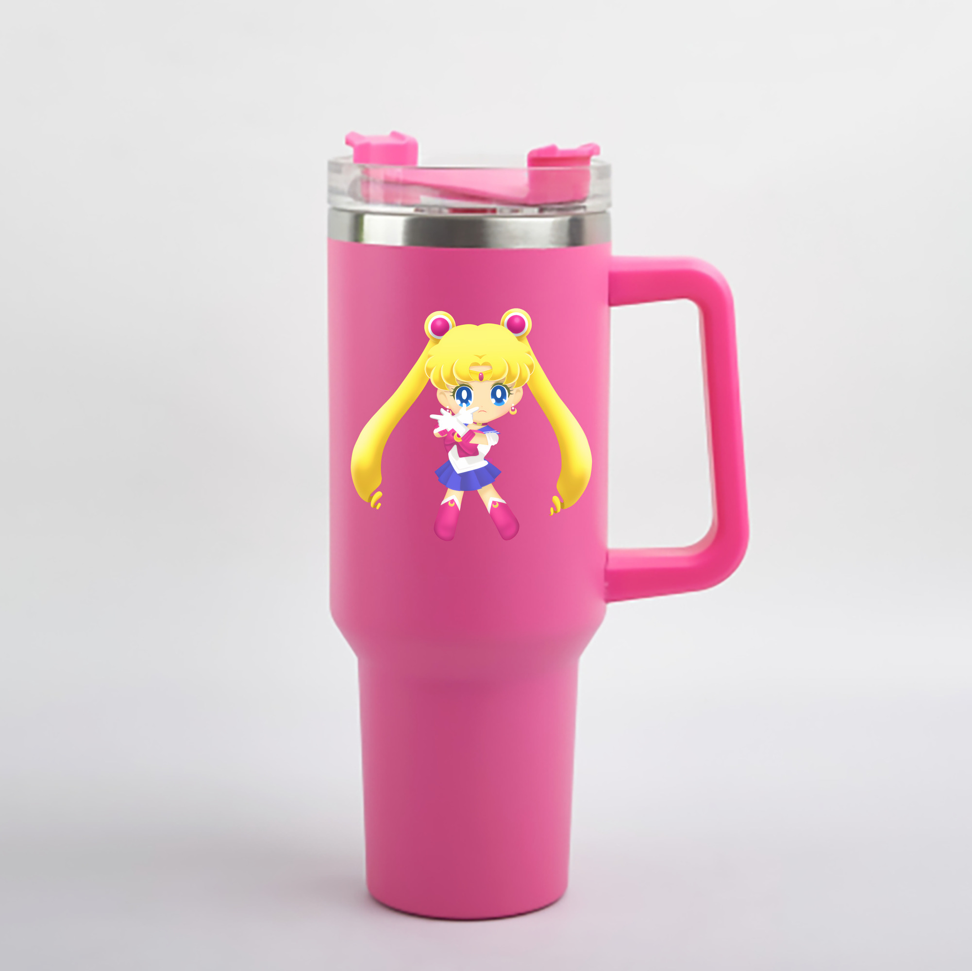 （画像用） 美少女戦士セーラームーン 月野 うさぎ つきの うさぎ Sailor Moon Tsukino Usagi 1200mL車用タンブラー - クリスタルステッカー（プラスチックストロー付き）
